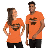 Cleveland Skyline Football Fanatic Vintage Graphic T-Shirt: Gift Ideas for Him & Her, Football Fans - Retro Style Game Day Shirt - Orange, Unisex