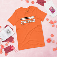 Cincinnati, Ohio Football Fanatic Vintage Graphic Shirt: Ideal Gifts for Him & Her, Football Fans - Retro Style Game Day Shirt - Orange
