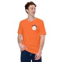 Retro Houston Baseball Emblem Fanatic T-Shirt: Gift Ideas for Him & Her, Baseball Enthusiasts & Lovers - Vintage Game Day Shirt - Orange, Front