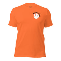 Retro Baltimore Baseball Emblem Fanatic T-Shirt: Gift Ideas for Him & Her, Baseball Enthusiasts & Lovers - Vintage Game Day Shirt - Orange, Front