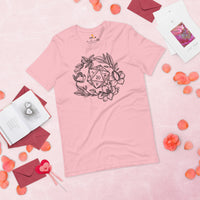 DnD & RPG Games T-Shirt - Xmas Gaming Gift Ideas for Her, Typical Gamers & Game Lovers - Floral D&D Dice Cottagecore Aesthetic Shirt - Pink