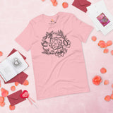 DnD & RPG Games T-Shirt - Xmas Gaming Gift Ideas for Her, Typical Gamers & Game Lovers - Floral D&D Dice Cottagecore Aesthetic Shirt - Pink
