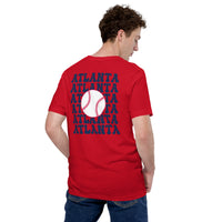 Retro Atlanta Baseball Emblem Fanatic T-Shirt: Gift Ideas for Him & Her, Baseball Enthusiasts & Lovers - Game Day Tee - Red, Back