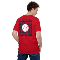 Retro Cleveland Baseball Emblem Fanatic T-Shirt: Gift Ideas for Him & Her, Baseball Enthusiasts & Lovers - Game Day Tee - Red, Back