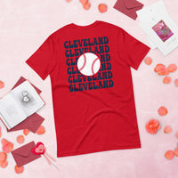 Retro Cleveland Baseball Emblem Fanatic T-Shirt: Gift Ideas for Him & Her, Baseball Enthusiasts & Lovers - Game Day Tee - Red, Back
