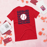 Retro Cleveland Baseball Emblem Fanatic T-Shirt: Gift Ideas for Him & Her, Baseball Enthusiasts & Lovers - Game Day Tee - Red, Back