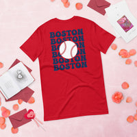 Retro Boston Baseball Emblem Fanatic T-Shirt: Gift Ideas for Him & Her, Baseball Enthusiasts & Lovers - Game Day Tee - Red, Back