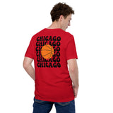 Bday & Christmas Gift Ideas for Basketball Lover, Coach & Player - Senior Night, Game Outfit & Attire - Chicago B-ball Fanatic T-Shirt - Red, Back