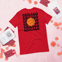 Bday & Christmas Gift Ideas for Basketball Lover, Coach & Player - Senior Night, Game Outfit & Attire - Chicago B-ball Fanatic T-Shirt - Red, Back