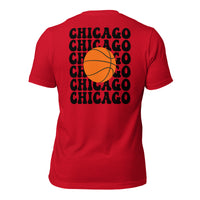 Bday & Christmas Gift Ideas for Basketball Lover, Coach & Player - Senior Night, Game Outfit & Attire - Chicago B-ball Fanatic T-Shirt - Red, Back