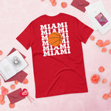 Bday & Christmas Gift Ideas for Basketball Lover, Coach & Player - Senior Night, Game Outfit & Attire - Miami B-ball Fanatic T-Shirt - Red, Back