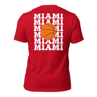 Bday & Christmas Gift Ideas for Basketball Lover, Coach & Player - Senior Night, Game Outfit & Attire - Miami B-ball Fanatic T-Shirt - Red, Back