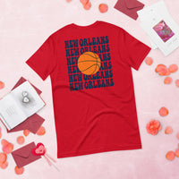 Bday & Christmas Gift Ideas for Basketball Lovers, Coach & Players - Senior Night, Game Outfit - New Orleans B-ball Fanatic T-Shirt - Red, Back