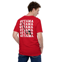 Hockey Game Outfit & Attire - Bday & Christmas Gift Ideas for Hockey Players & Goalies - Retro Ottawa Hockey Emblem Fanatic T-Shirt - Red, Back