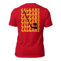 Calgary T-Shirt - Hockey Tee - Ice Hockey Shirt - Game Day Shirt - Vintage Hockey T-Shirt - Canada Shirt - Gift for Hockey Player & Lover - Red, Back