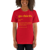 Kansas City Football Fanatic Vintage Graphic T-Shirt: Ideal Gifts for Football Fans - Game Day Shirt - Funny Go Chiefs Definition Shirt - Red, Women
