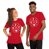 San Francisco Football Emblem Fanatic Vintage Graphic T-Shirt: Retro Style, Ideal Gifts for Him & Her, Football Fans - Game Day Shirt - Red, Unisex