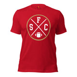 San Francisco Football Emblem Fanatic Vintage Graphic T-Shirt: Retro Style, Ideal Gifts for Him & Her, Football Fans - Game Day Shirt - Red