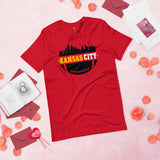 Kansas City Skyline Football Fanatic Vintage Graphic T-Shirt: Gift Ideas for Him & Her, Football Fans - Retro Style Game Day Shirt - Red