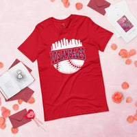 Vintage Los Angeles Skyline Baseball Fanatic Shirt: Gift Ideas for Him & Her, Baseball Lovers & Enthusiasts - Retro Game Day Shirt - Red