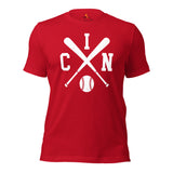 Vintage Cincinnati Baseball Emblem Fanatic T-Shirt: Ideal Gifts for Him & Her, Baseball Lovers & Enthusiasts - Retro Style Game Day Tee - Red