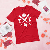Vintage Texas Baseball Emblem Fanatic T-Shirt: Ideal Gifts for Him & Her, Baseball Lovers & Enthusiasts - Retro Style Game Day Shirt - Red