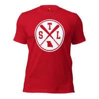 Vintage St. Louis Baseball Emblem Fanatic T-Shirt: Gift Ideas for Him & Her, Baseball Lovers & Enthusiasts - Retro Style Game Day Shirt - Red