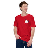 Retro Atlanta Baseball Emblem Fanatic T-Shirt: Gift Ideas for Him & Her, Baseball Enthusiasts & Lovers - Game Day Tee - Red, Front