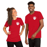 Retro Cincinnati Baseball Emblem Fanatic T-Shirt: Gift Ideas for Him & Her, Baseball Enthusiasts & Lovers - Vintage Game Day Tee - Red, Front, Unisex