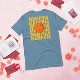 Bday & Christmas Gift Ideas for Basketball Lover, Coach & Player - Senior Night, Game Outfit & Attire - Memphis B-ball Fanatic T-Shirt - Steel Blue, Back