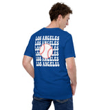 Retro Los Angeles Baseball Emblem Fanatic T-Shirt: Gift Ideas for Him & Her, Baseball Enthusiasts & Lovers - Vintage Game Day Shirt - True Royal, Back