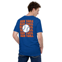 Retro New York Baseball Emblem Fanatic T-Shirt: Gift Ideas for Him & Her, Baseball Enthusiasts & Lovers - Vintage Game Day Tee - True Royal, Back