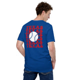 Retro Texas Baseball Emblem Fanatic T-Shirt: Gift Ideas for Him & Her, Baseball Enthusiasts & Lovers - Vintage Game Day Shirt - True Royal, Back