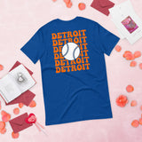 Retro Detroit Baseball Emblem Fanatic T-Shirt: Gift Ideas for Him & Her, Baseball Enthusiasts & Lovers - Vintage Game Day Shirt - True Royal, Back