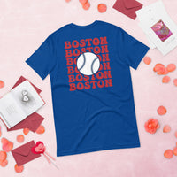 Retro Boston Baseball Emblem Fanatic T-Shirt: Gift Ideas for Him & Her, Baseball Enthusiasts & Lovers - Vintage Game Day Shirt - True Royal, Back