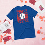 Retro Boston Baseball Emblem Fanatic T-Shirt: Gift Ideas for Him & Her, Baseball Enthusiasts & Lovers - Vintage Game Day Shirt - True Royal, Back