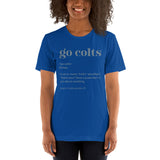 Indianapolis Football Fanatic Vintage Graphic T-Shirt: Gifts for Football Fans - Game Day Shirt - Funny Go Colts Definition Shirt - True Royal, Women