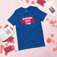 Buffalo Football Fanatic Vintage Graphic T-Shirt: Gifts for Football Fans - Game Day Shirt - Bison Shirt - Married Into This Shirt - True Royal