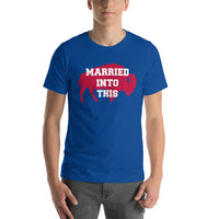 Buffalo Football Fanatic Vintage Graphic T-Shirt: Gifts for Football Fans - Game Day Shirt - Bison Shirt - Married Into This Shirt - True Royal, Men