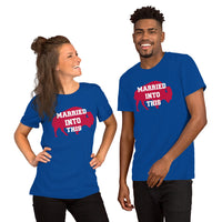 Buffalo Football Fanatic Vintage Graphic T-Shirt: Gifts for Football Fans - Game Day Shirt - Bison Shirt - Married Into This Shirt - True Royal, Unisex