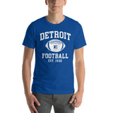 Detroit Est.1930 T-Shirt - Football Fanatic Vintage Graphic Shirt: Retro Style, Ideal Gifts for Football Fans - Game Day Shirt - True Royal, Men