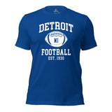 Detroit Est.1930 T-Shirt - Football Fanatic Vintage Graphic Shirt: Retro Style, Ideal Gifts for Football Fans - Game Day Shirt - True Royal