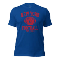 New York Est.1925 T-Shirt - Football Fanatic Vintage Graphic Shirt: Retro Style, Ideal Gifts for Football Fans - Game Day Shirt - True Royal