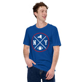 New York Football Emblem Fanatic Vintage Graphic T-Shirt: Retro Style, Ideal Gifts for Him & Her, Football Fans - Game Day Shirt - True Royal