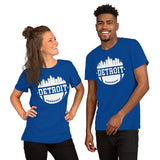 Detroit Skyline Football Fanatic Vintage Graphic T-Shirt: Gift Ideas for Him & Her, Football Fans - Retro Style Game Day Shirt - True Royal, Unisex