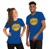 Los Angeles Skyline Football Fanatic Vintage Graphic T-Shirt: Ideal Gift for Him & Her, Football Fans - Retro Style Game Day Shirt - True Royal, Unisex