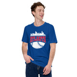 Vintage Atlanta Skyline Baseball Fanatic Shirt: Gift Ideas for Him & Her, Baseball Lovers & Enthusiasts - Retro Style Game Day Tee - True Royal