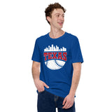 Vintage Texas Skyline Baseball Fanatic Shirt: Gift Ideas for Him & Her, Baseball Lovers & Enthusiasts - Retro Style Game Day Tee - True Royal