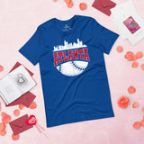 Vintage Atlanta Skyline Baseball Fanatic Shirt: Gift Ideas for Him & Her, Baseball Lovers & Enthusiasts - Retro Style Game Day Tee - True Royal