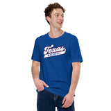 Vintage Texas Baseball Fanatic Shirt: Gift Ideas for Him & Her, Baseball Lovers & Enthusiasts - Retro Style Game Day Shirt - True Royal